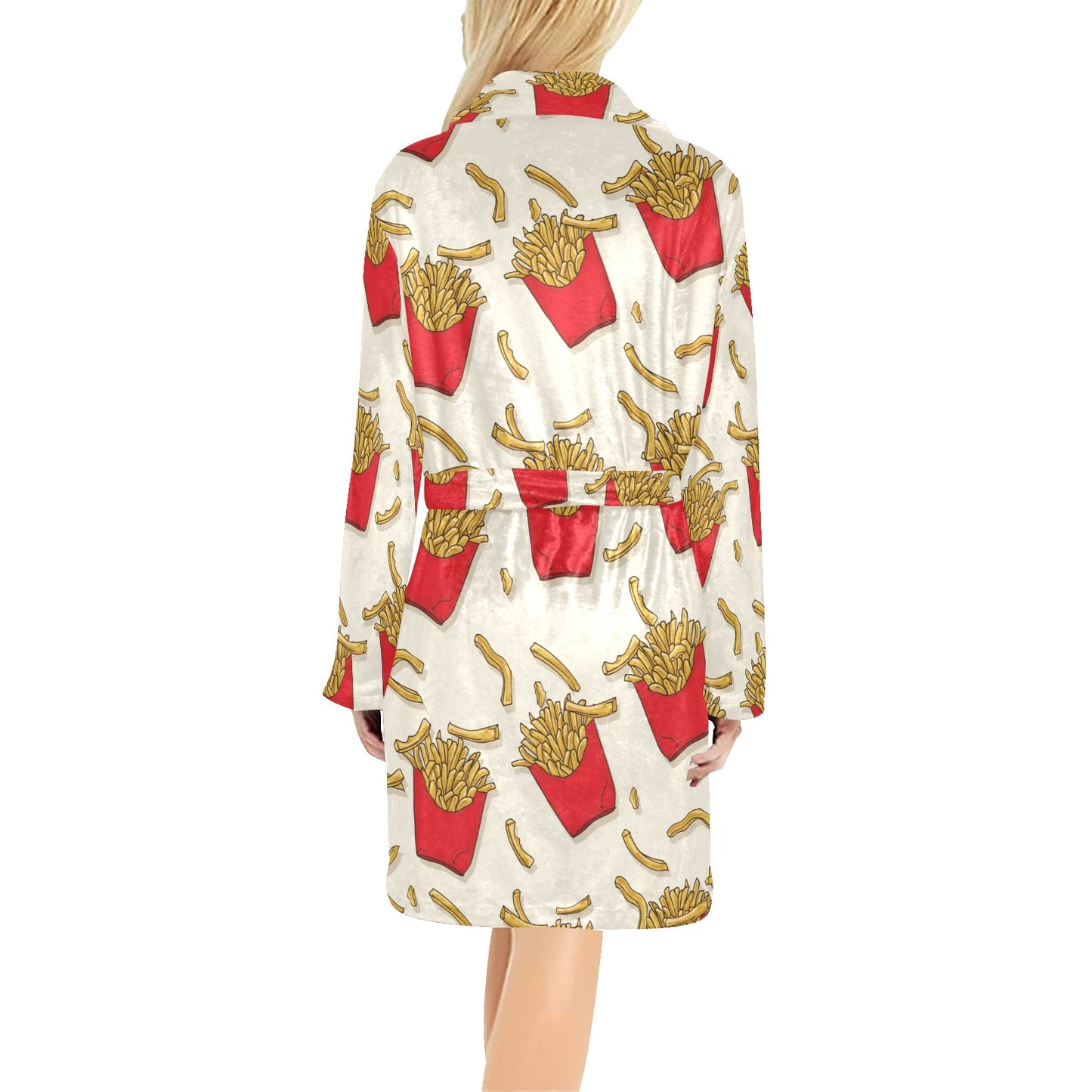 French Fried Pattern Print Design 01 Women's Fleece Robe