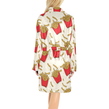 French Fried Pattern Print Design 01 Women's Fleece Robe