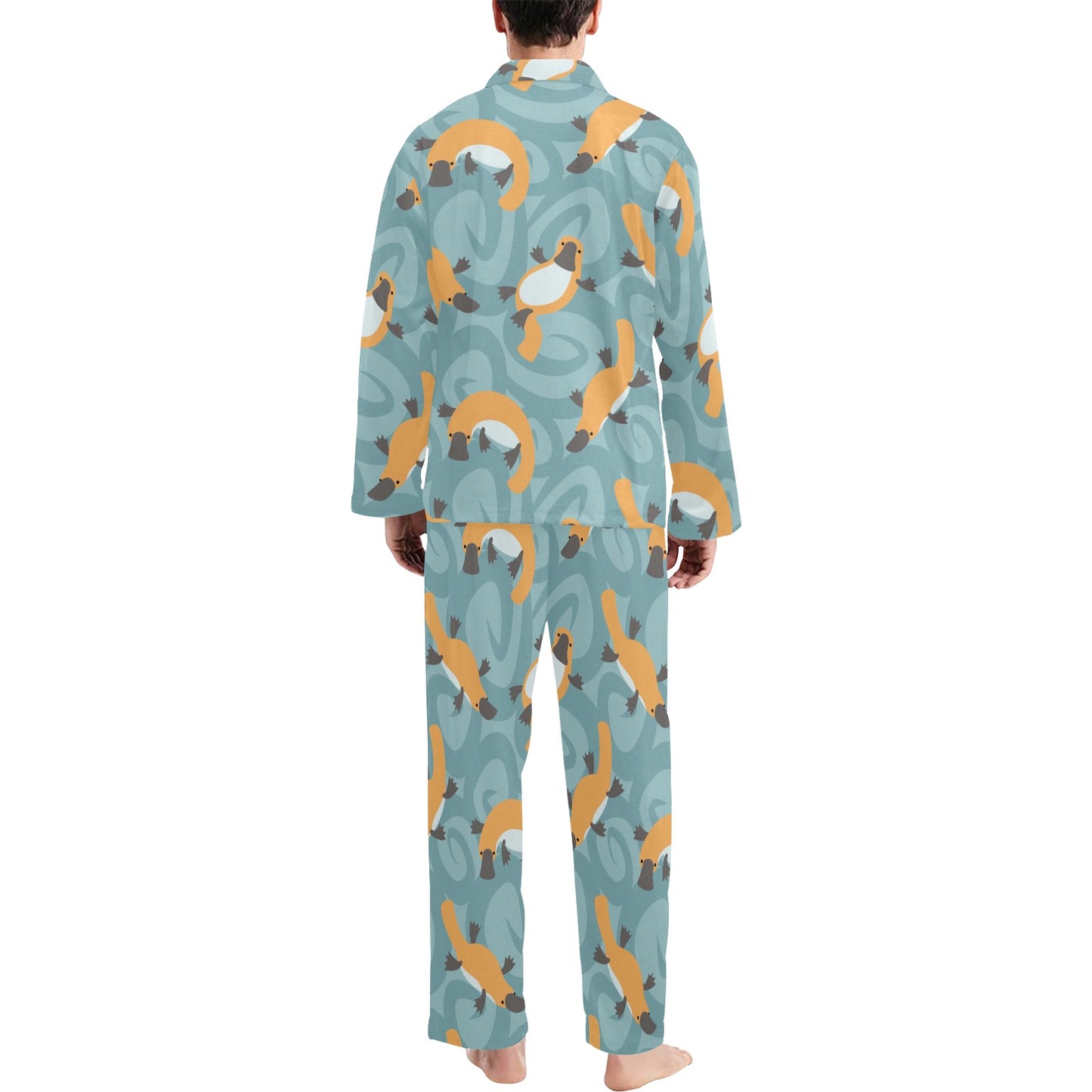 Platypus Pattern Print Design A01 Men's Long Pajama Set