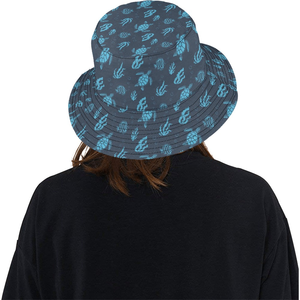 Sea Turtle Print Design LKS307 Unisex Bucket Hat