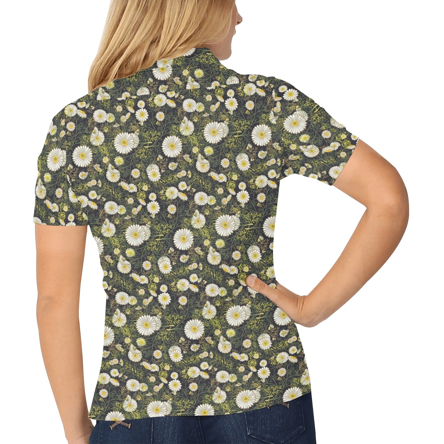 Daisy Pattern Print Design 03 Women's Polo Shirt