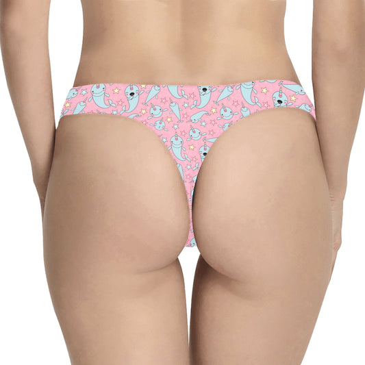 Narwhal Cartoon Cute Print Women's Thongs