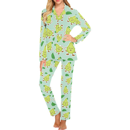 Avocado Pattern Print Design AC011 Women's Long Pajama Set