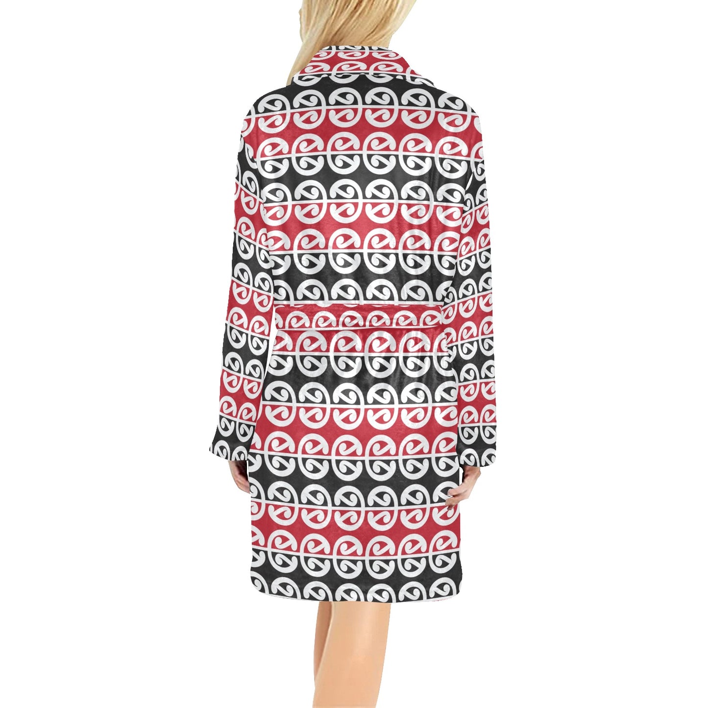 Maori Classic Themed Design Print Women's Fleece Robe