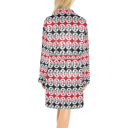 Maori Classic Themed Design Print Women's Fleece Robe
