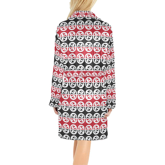 Maori Classic Themed Design Print Women's Fleece Robe