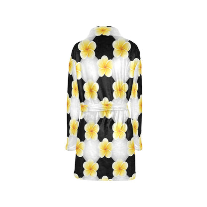 Plumeria Pattern Print Design A04 Women's Fleece Robe