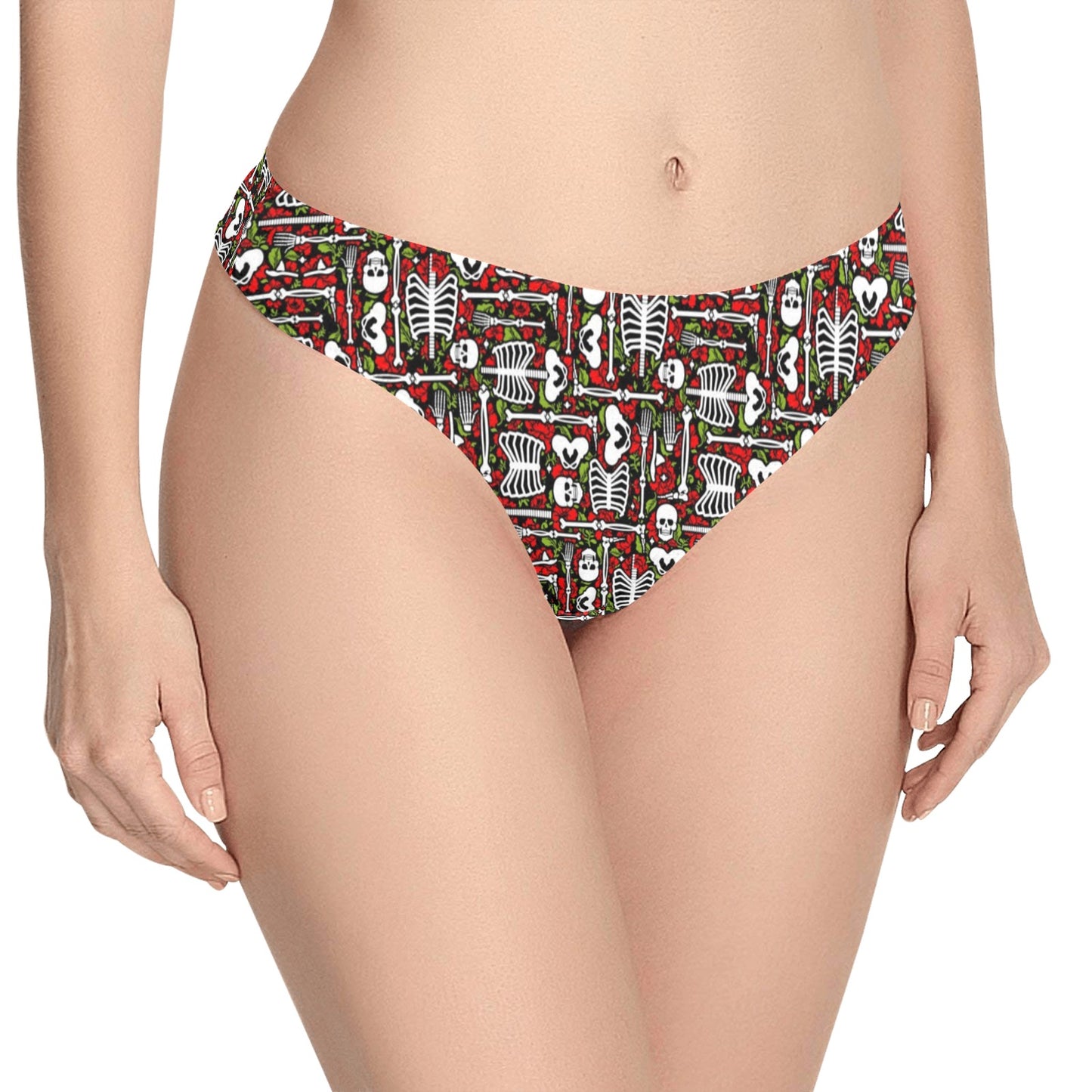 Skeleton Pattern Print Women's Thongs