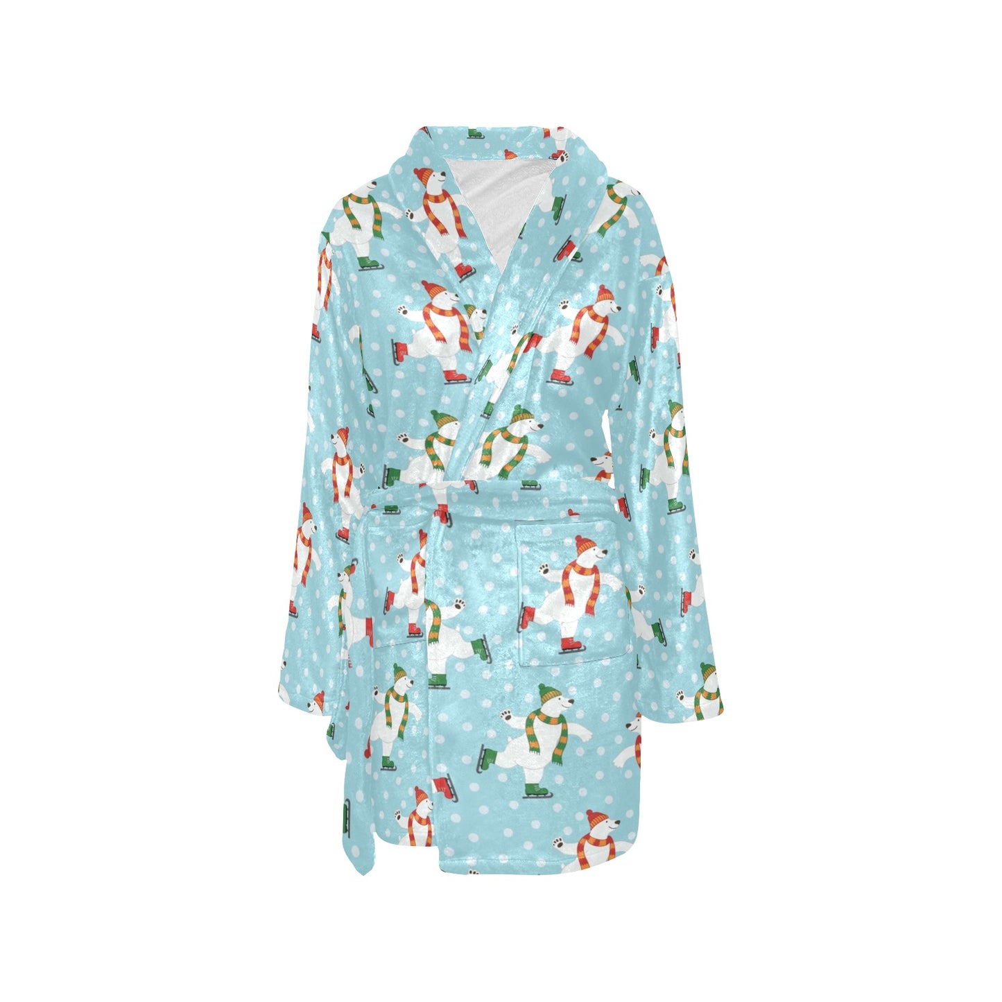 Polar Bear Pattern Print Design PB07 Women's Fleece Robe