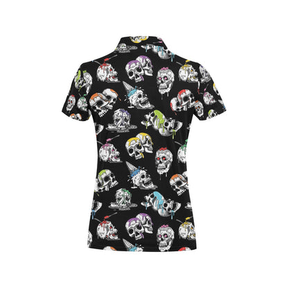 Skull Print Design LKS3013 Women's Polo Shirt