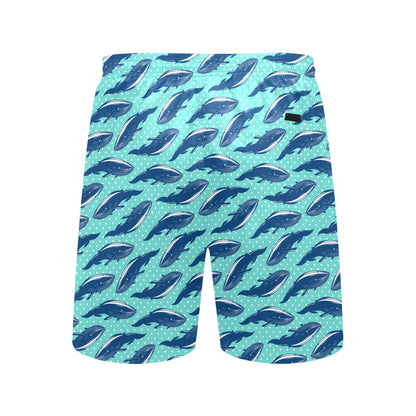 Whale Polka Dot Design Themed Print Men's Swim Trunks Beach Shorts