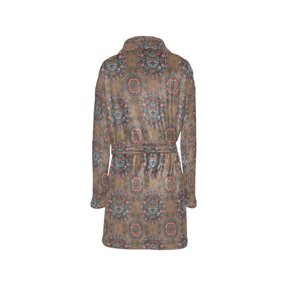 Calendar Aztec Design Print Pattern Women's Fleece Robe