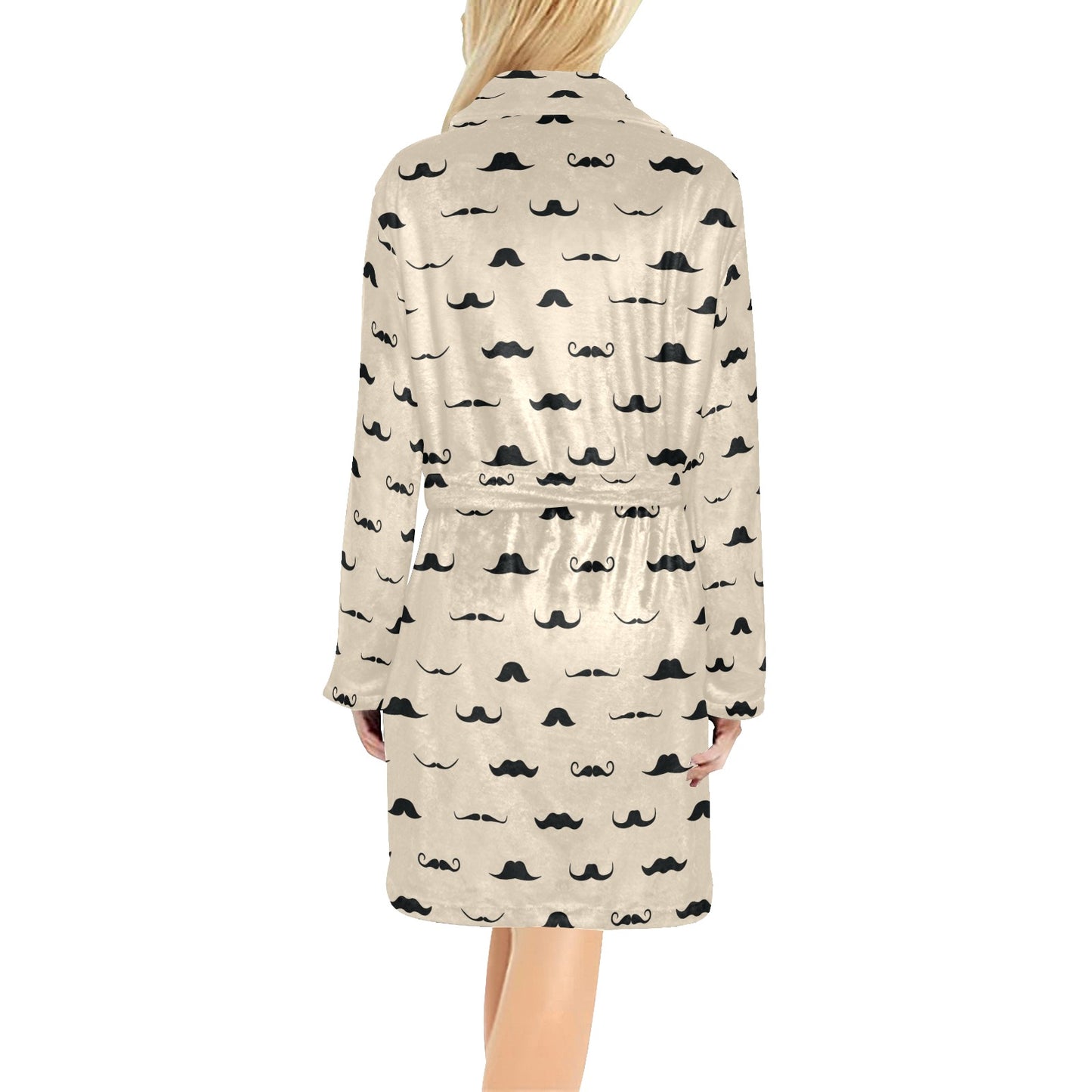 Mustache Pattern Print Design A03 Women's Fleece Robe