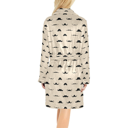 Mustache Pattern Print Design A03 Women's Fleece Robe