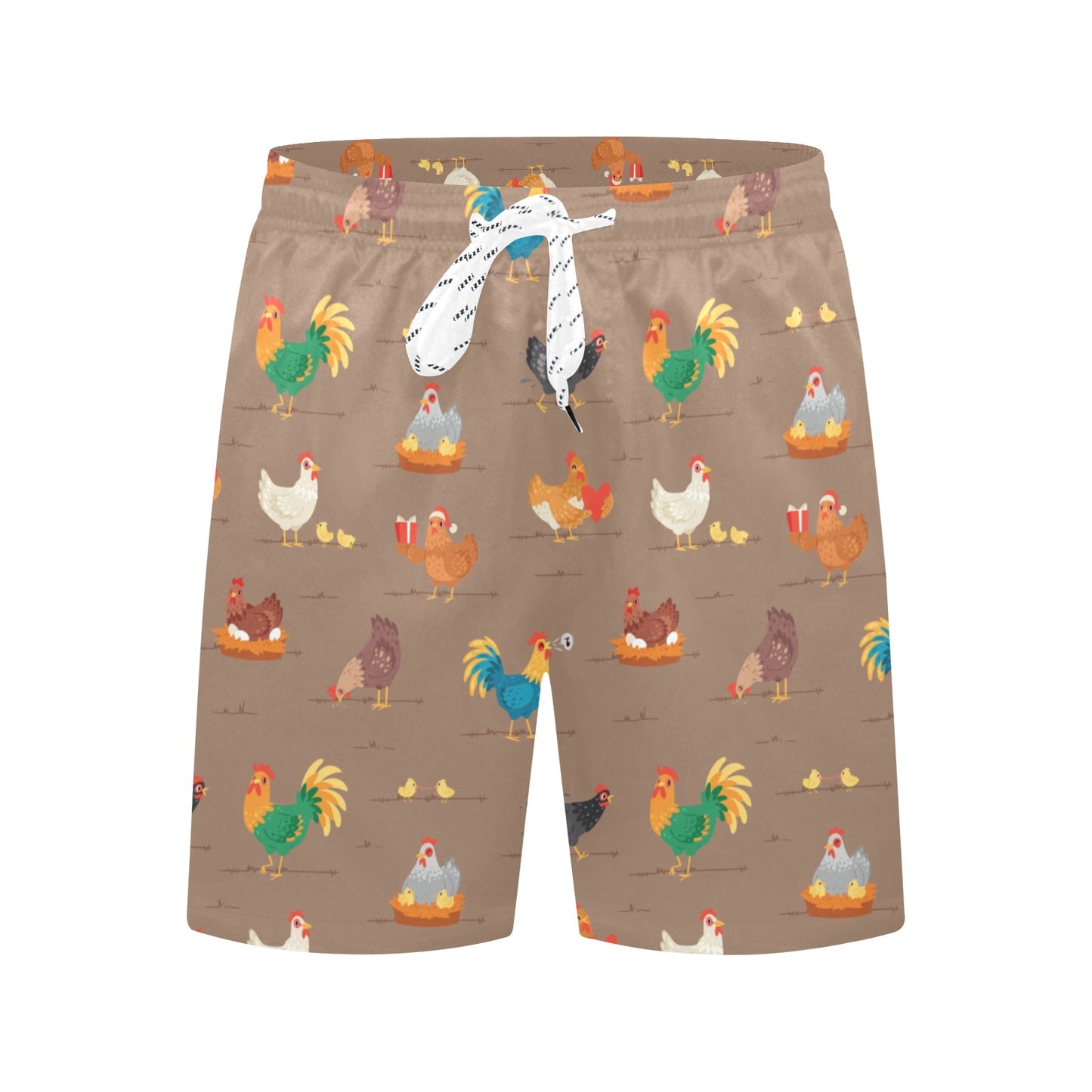 Chicken Happy Print Pattern Men's Swim Trunks Beach Shorts