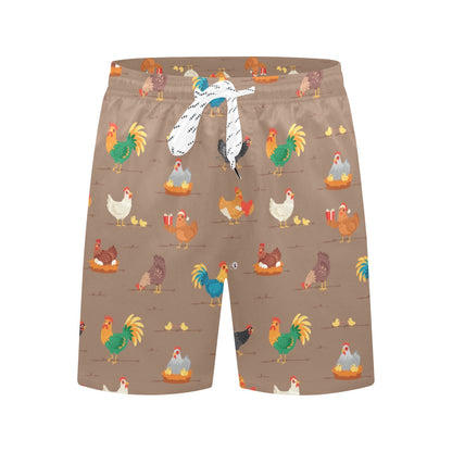 Chicken Happy Print Pattern Men's Swim Trunks Beach Shorts