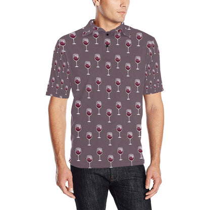 Wine Glass Pattern Print Design LKS305 Men Polo Shirt