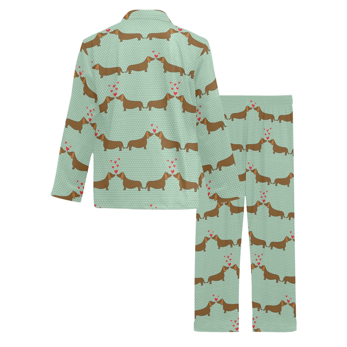 Dachshund Pattern Print Design 02 Men's Long Pajama Set