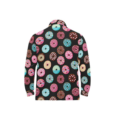Donut Pattern Print Design DN02 Long Sleeve Polo Shirt For Men's