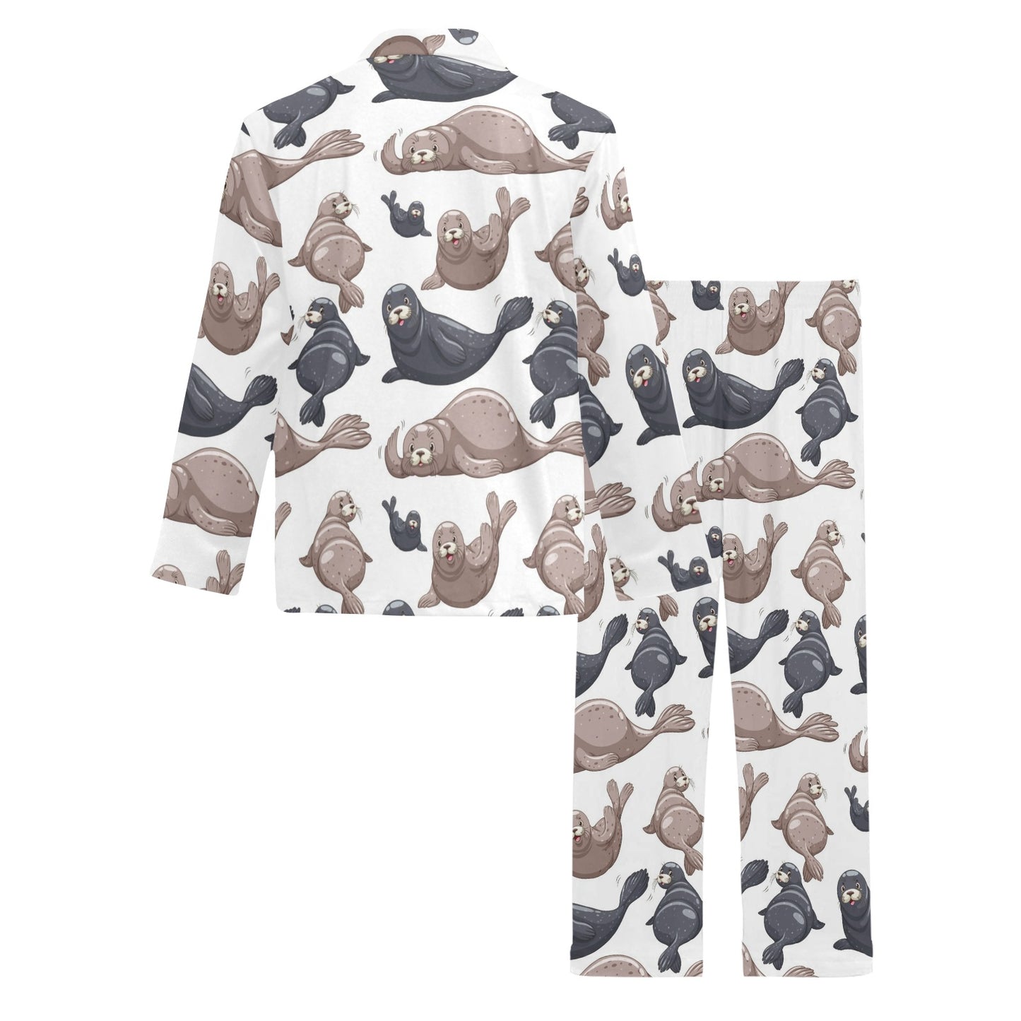 Sea Lion Pattern Print Design 02 Men's Long Pajama Set