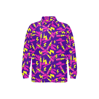 Lipstick Pattern Print Design LT04 Long Sleeve Polo Shirt For Men's