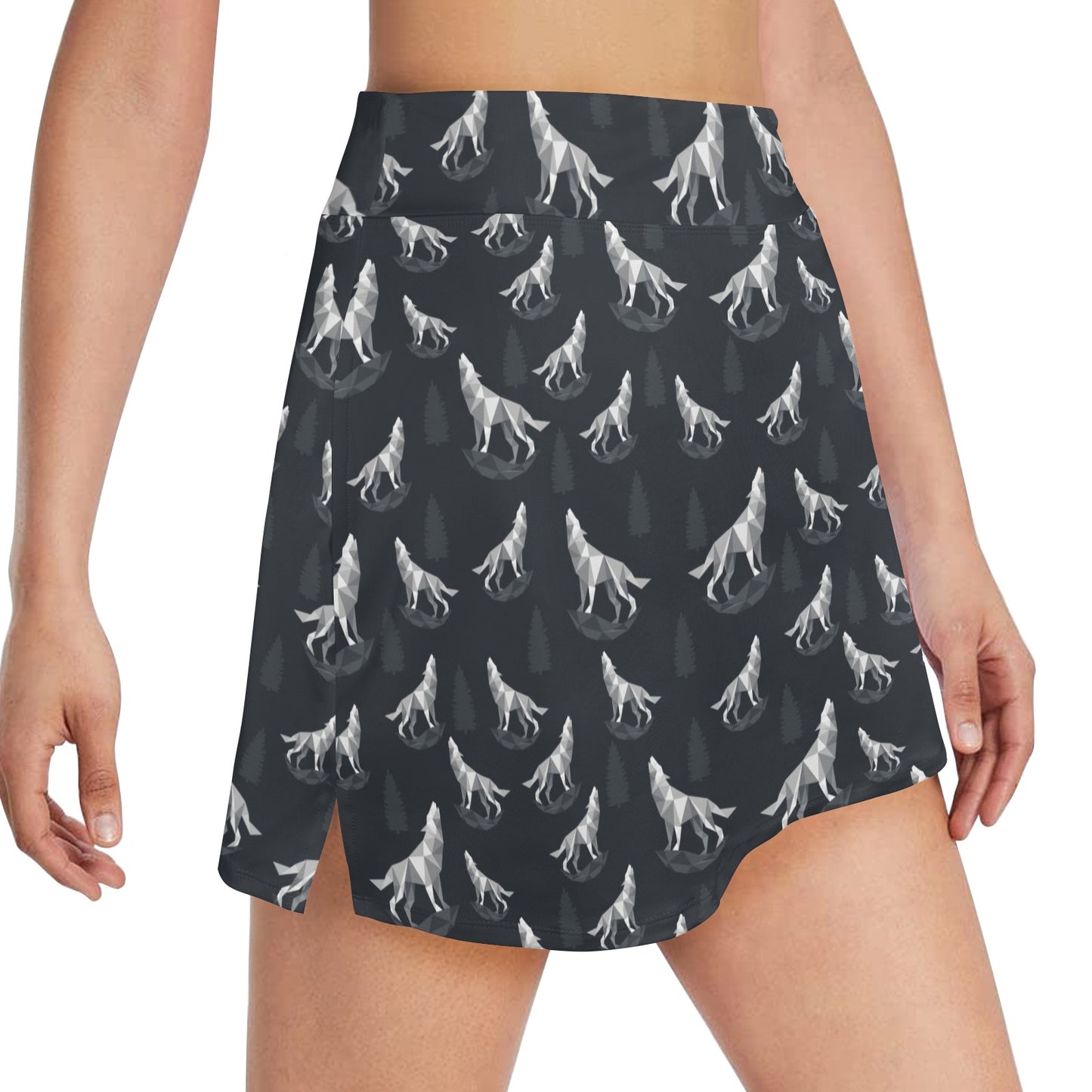 Wolf Print Design LKS303 17" Golf & Pickleball Skort with Pockets