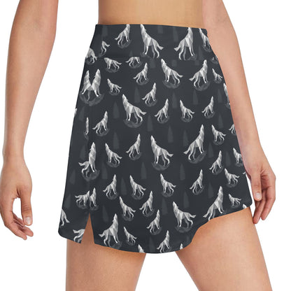 Wolf Print Design LKS303 17" Golf & Pickleball Skort with Pockets