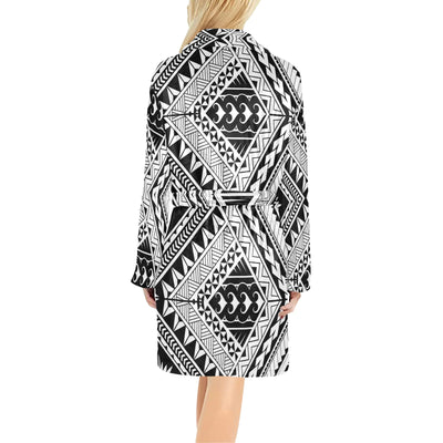 Samoan Tattoo Style Print Design LKS307 Women's Fleece Robe