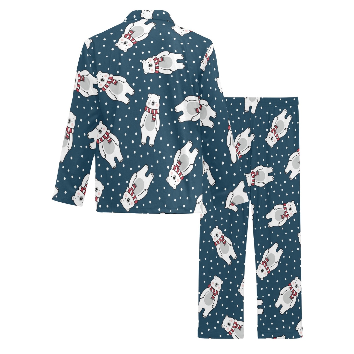 Polar Bear Pattern Print Design PB05 Men's Long Pajama Set