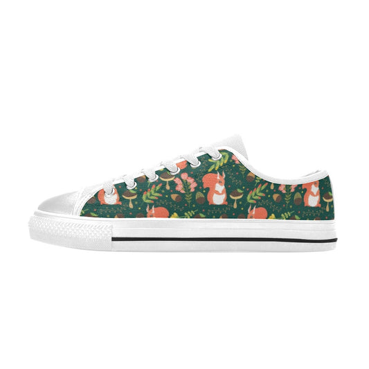 Squirrel Print Design LKS302 Women's White Low Top Shoes