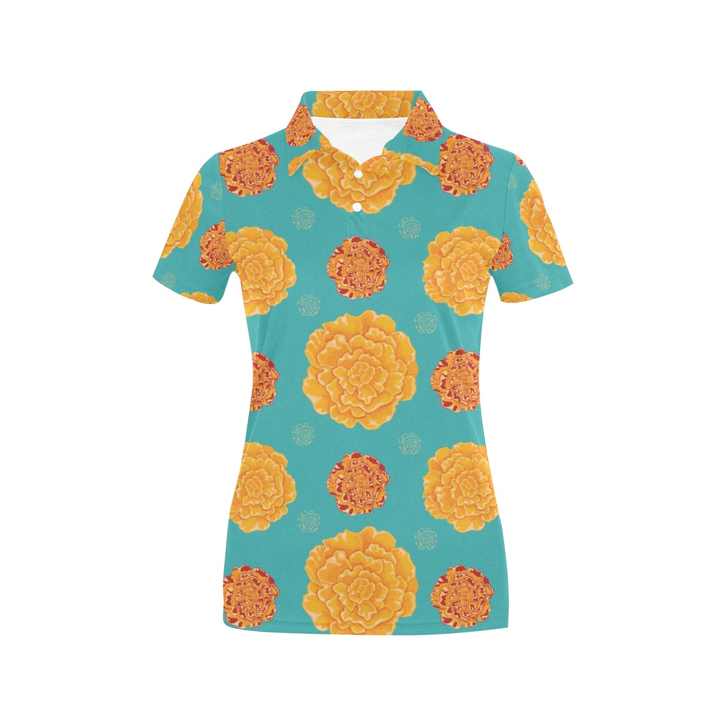 Marigold Pattern Print Design 02 Women's Polo Shirt