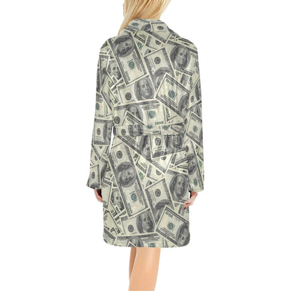 Dollar Pattern Print Design DO02 Women's Fleece Robe