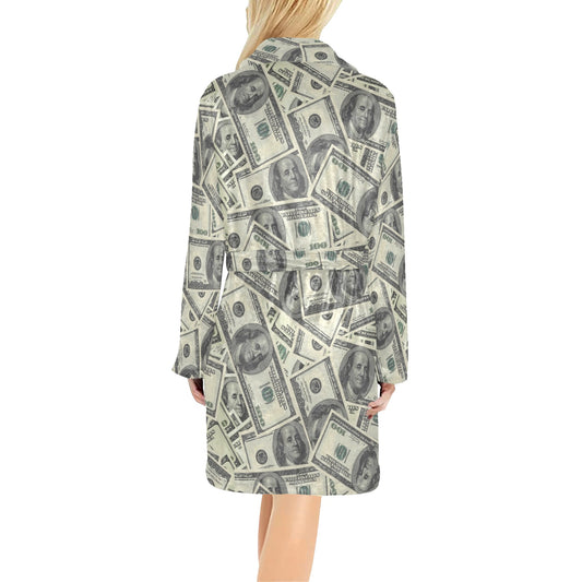 Dollar Pattern Print Design DO02 Women's Fleece Robe