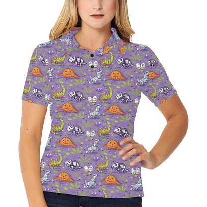 Zombie Dinosaur Print Design LKS302 Women's Polo Shirt
