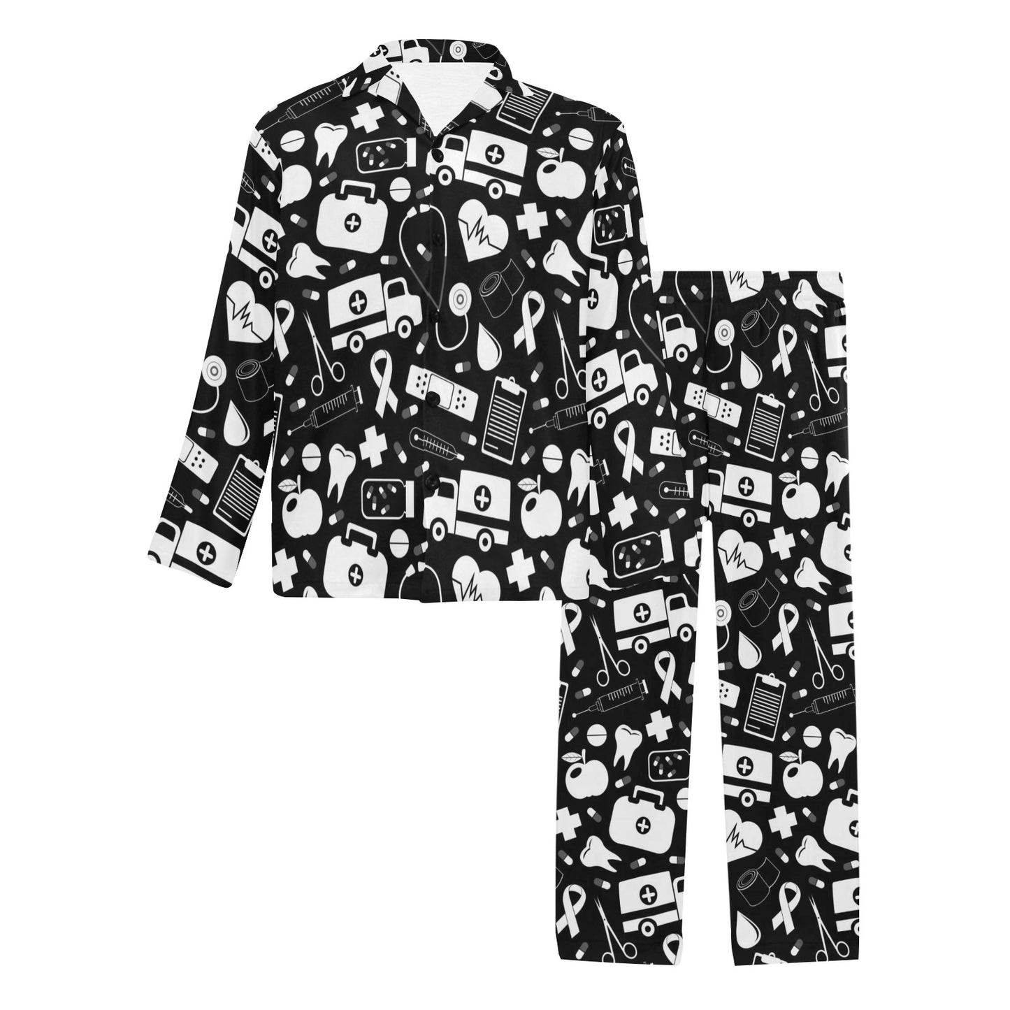 Medical Pattern Print Design 01 Men's Long Pajama Set