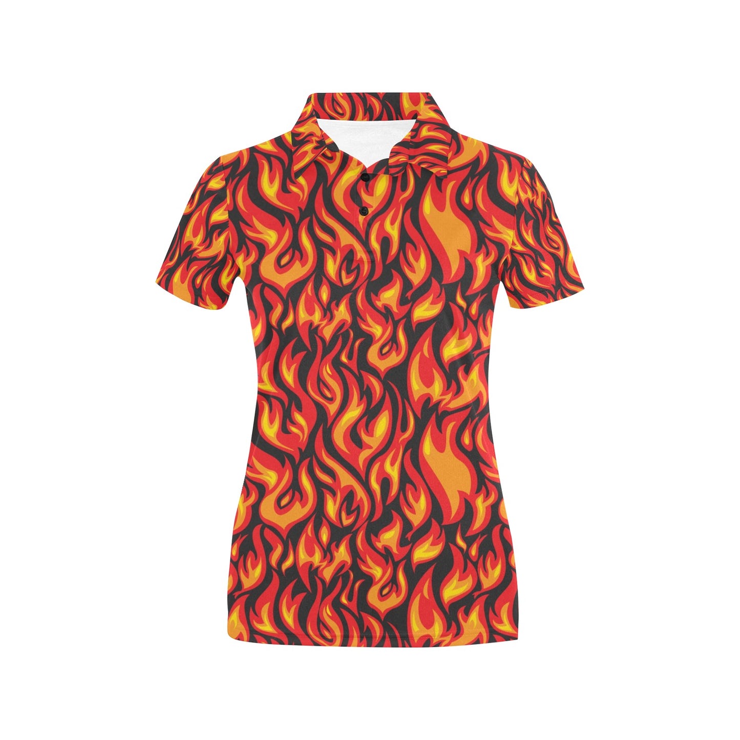 Flame Fire Print Pattern Women's Polo Shirt