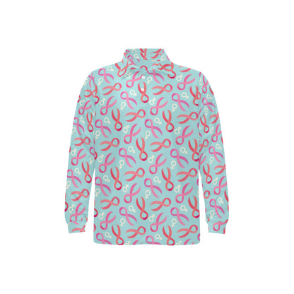 Breast cancer Pattern Print Design 03 Long Sleeve Polo Shirt For Men's