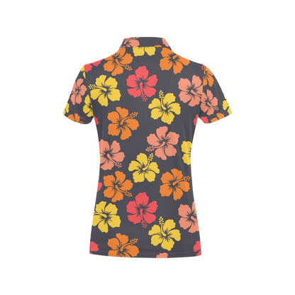 Hibiscus Pattern Print Design HB024 Women's Polo Shirt