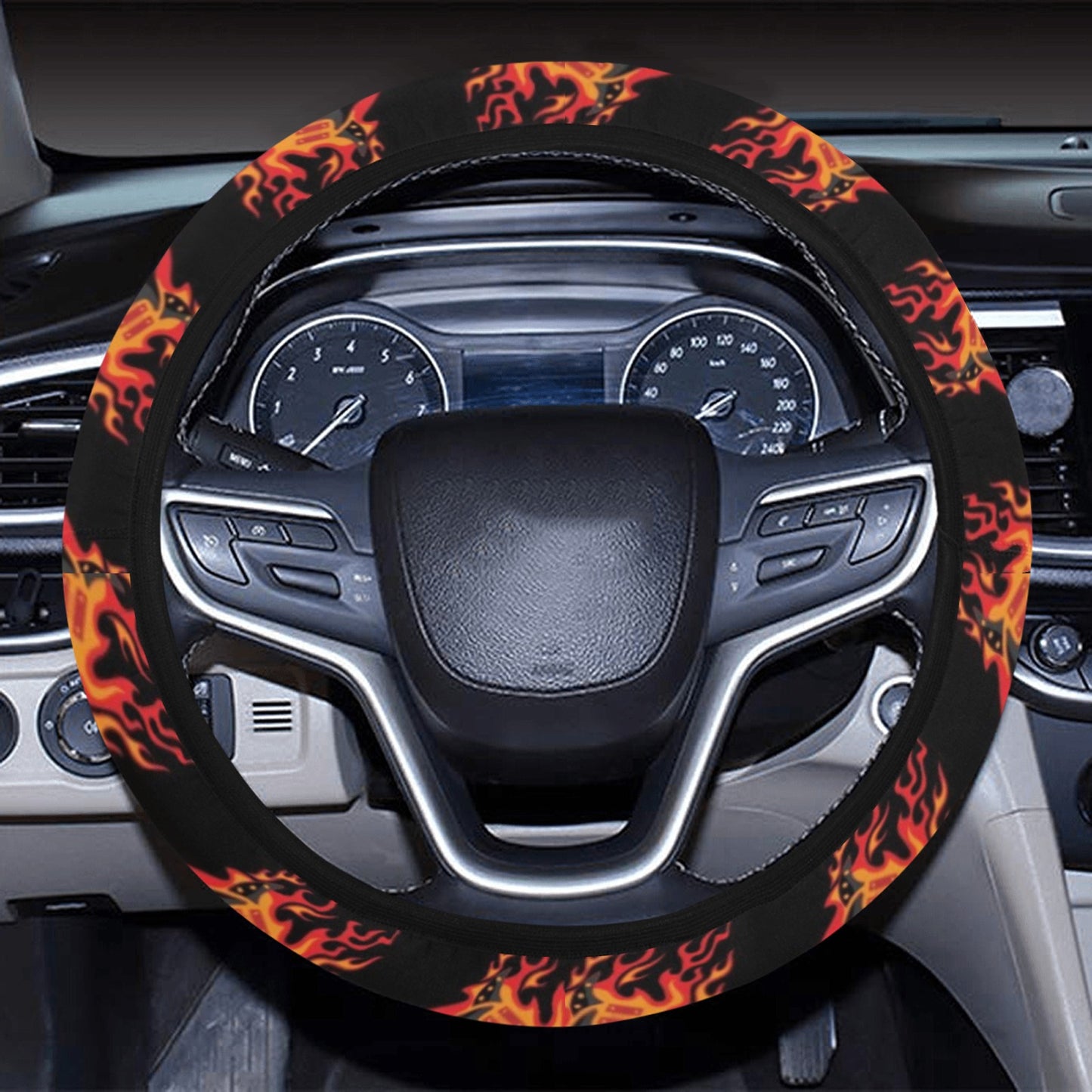 Electric Guitar Print Design LKS406 Steering Wheel Cover with Elastic Edge