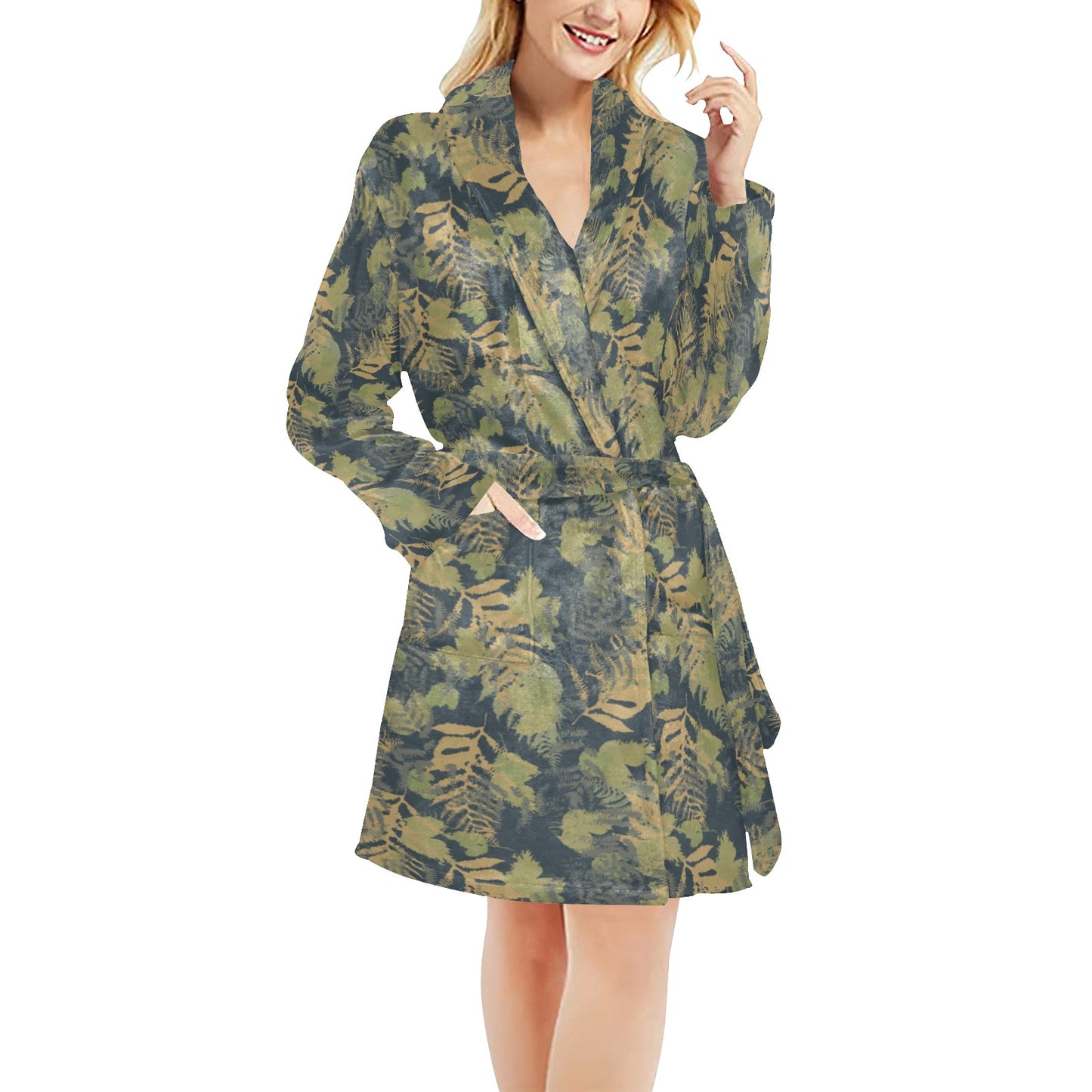 Camouflage Tropical Pattern Print Design 04 Women's Fleece Robe