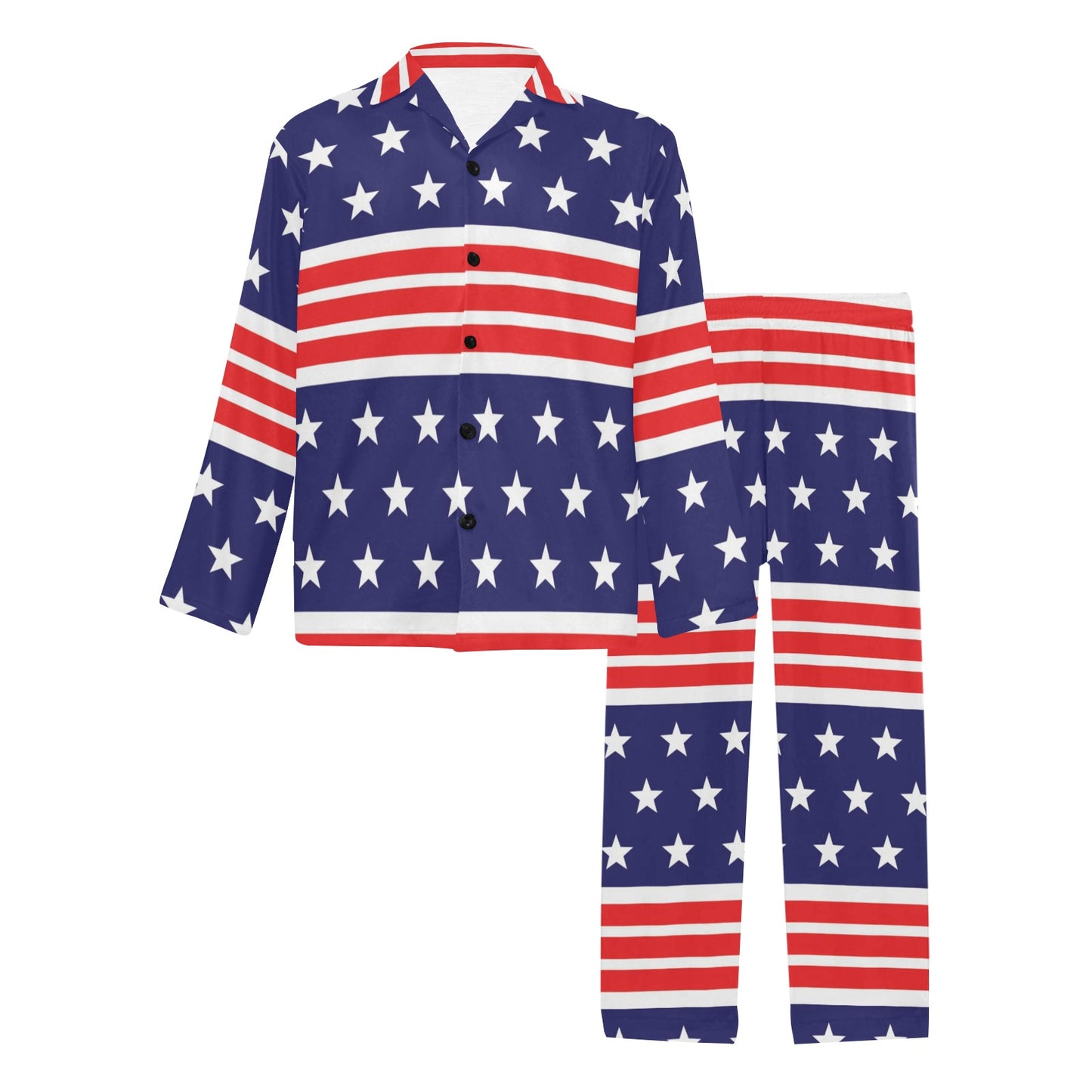 Patriotic Pattern Print Design A04 Men's Long Pajama Set