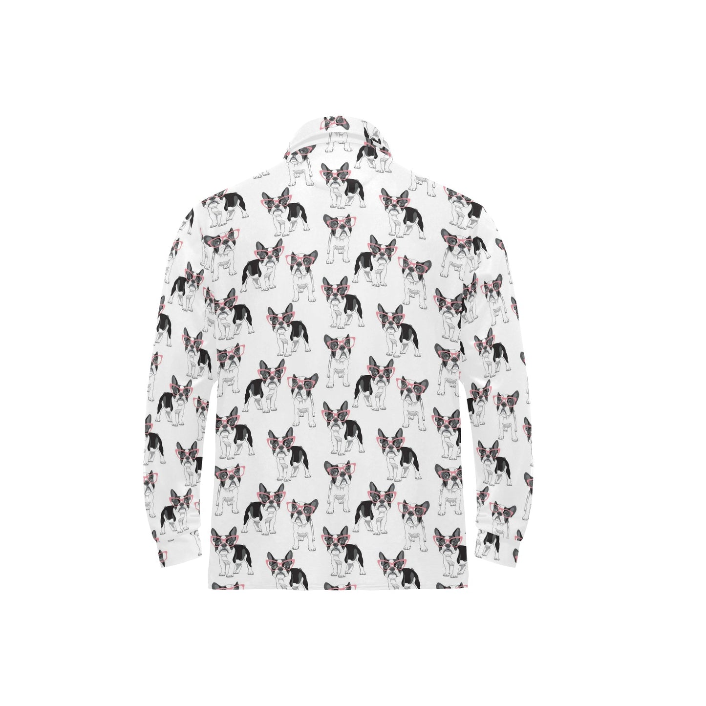 Boston Terrier Pattern Print Design 03 Long Sleeve Polo Shirt For Men's