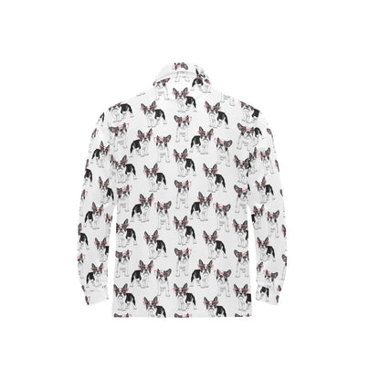 Boston Terrier Pattern Print Design 03 Long Sleeve Polo Shirt For Men's
