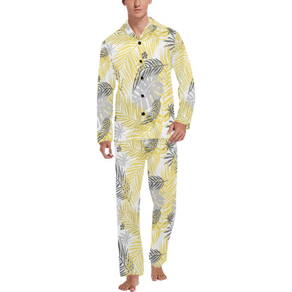 Palm Leaves Pattern Print Design PL012 Men's Long Pajama Set