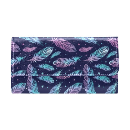 Feather Aztec Design Print Women's Trifold Wallet