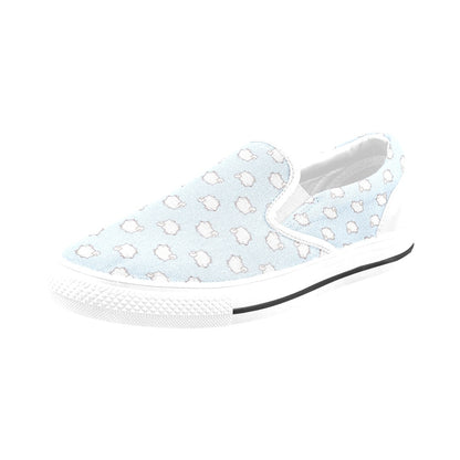 Samoyeds Print Design LKS301 White Slip Ons Canvas Women's Shoes