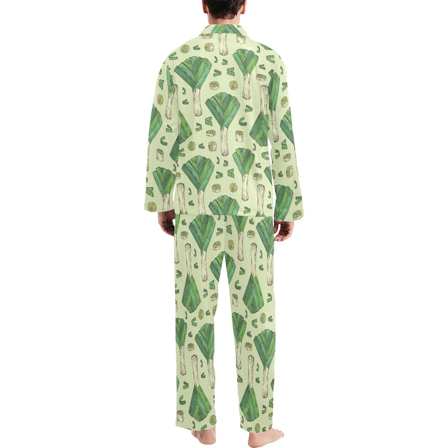 Leek Pattern Print Design 04 Men's Long Pajama Set