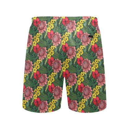 Summer Floral Print Design LKS305 Men's Swim Trunks Beach Shorts