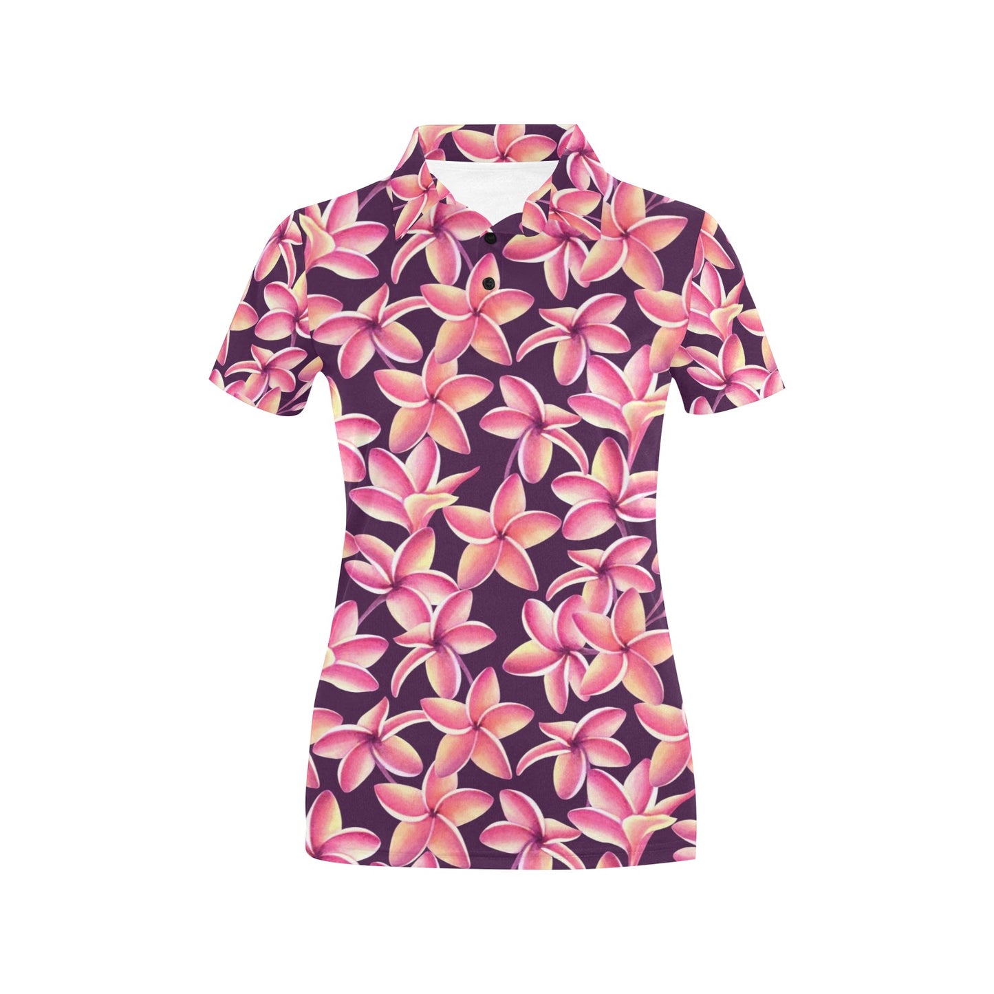 Purple Plumeria Pattern Print Design PM010 Women's Polo Shirt