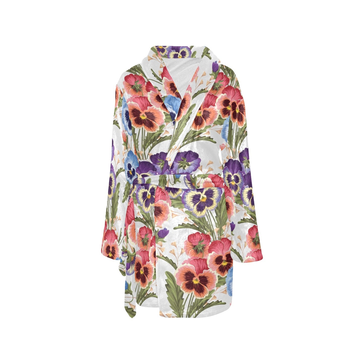 Pansy Pattern Print Design PS06 Women's Fleece Robe